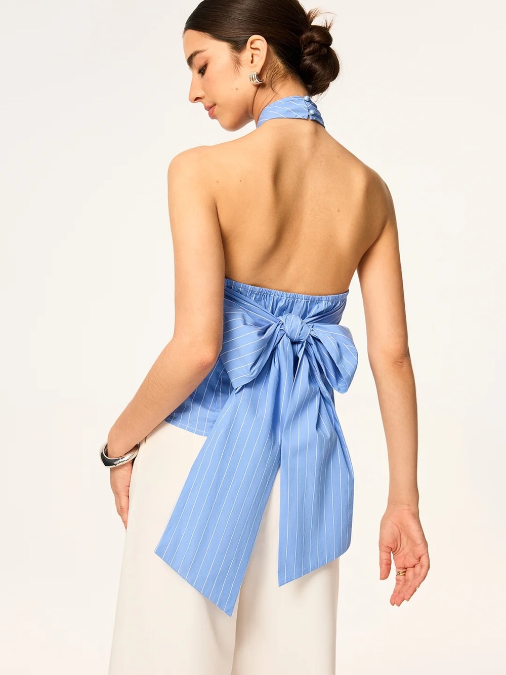 188 Crisscross Halter Neck Backless Bow Top